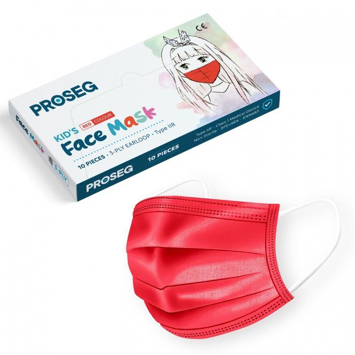 PROSEG Medizinische Kinderschutzmasken 3 lagig TypeII rot (10 Stück)
